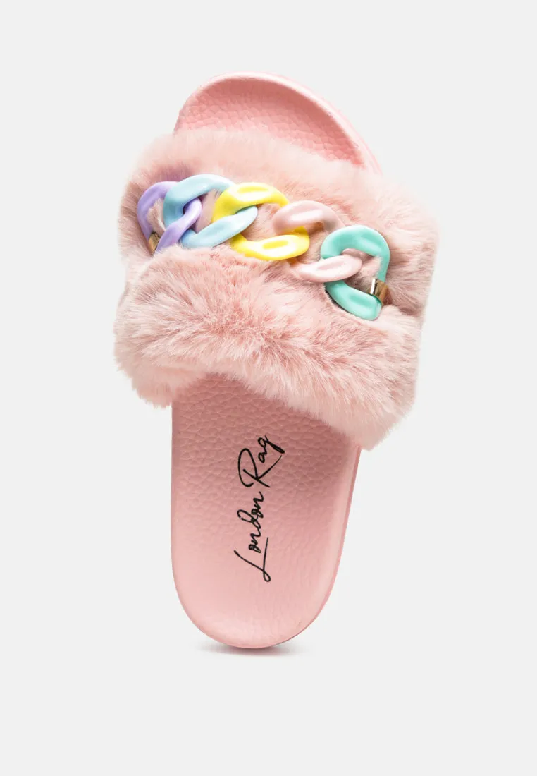 Polyp Acrylic Chain Strap Fur Slides