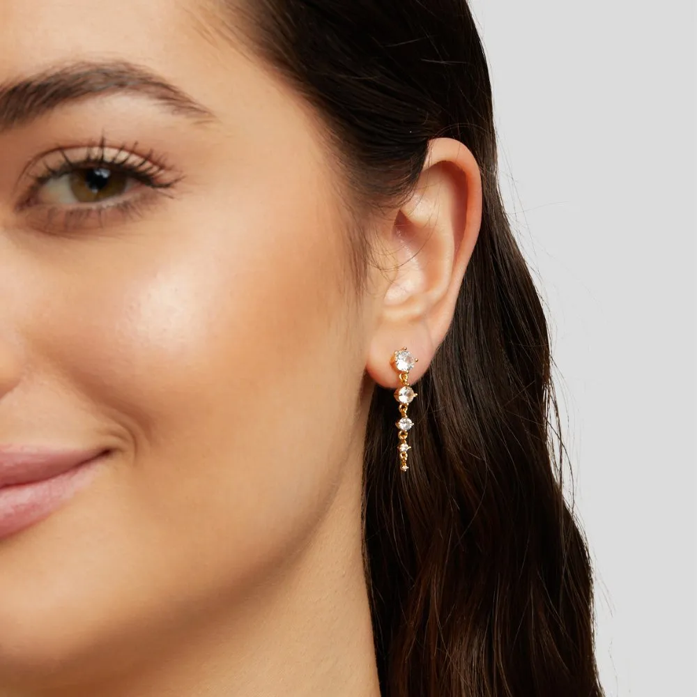 Selena Gold Crystal Drop Earrings