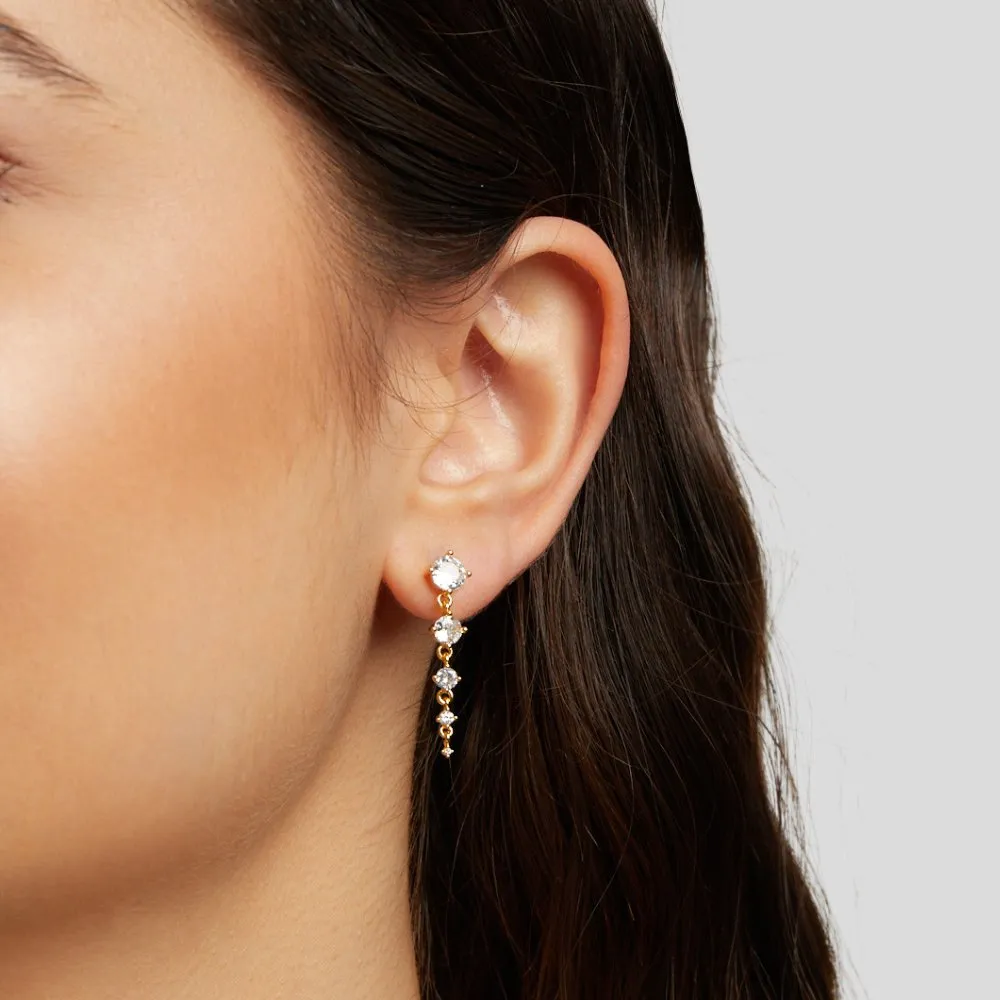 Selena Gold Crystal Drop Earrings