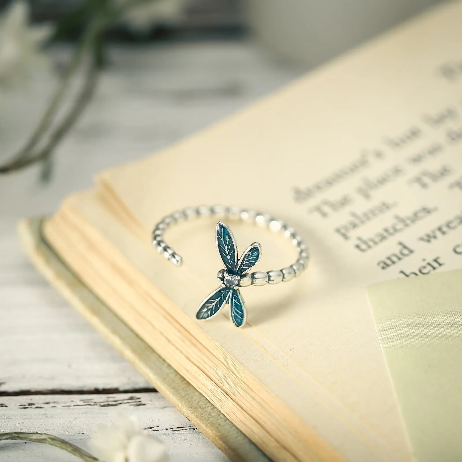 Silver Dragonfly Ring