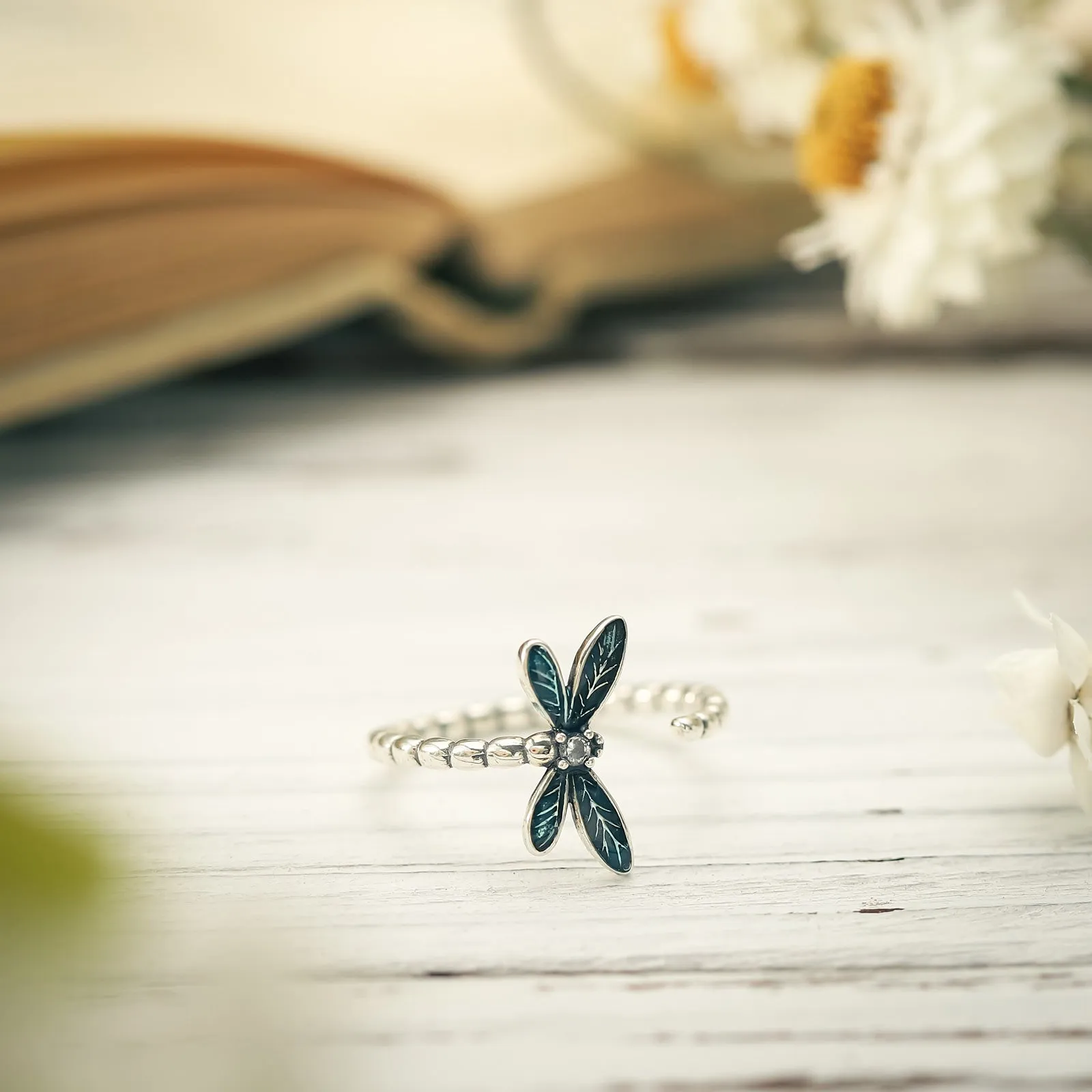 Silver Dragonfly Ring