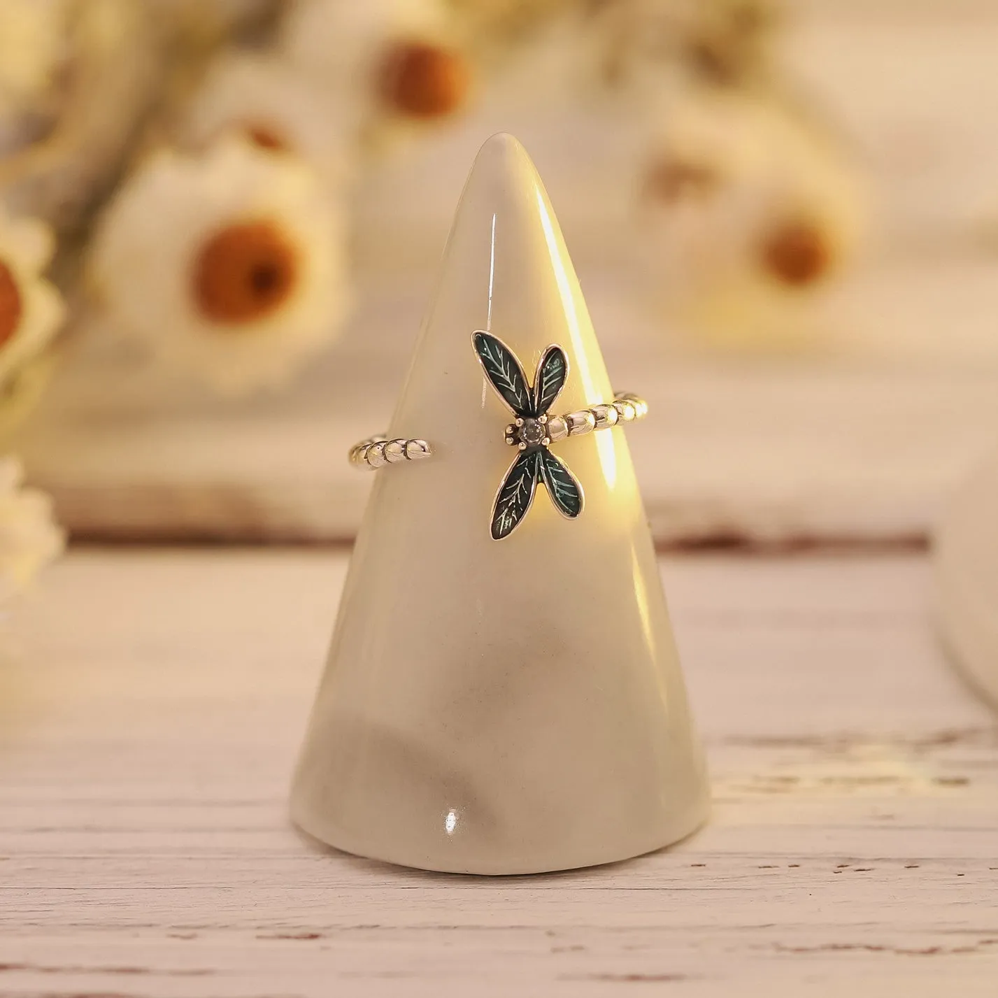 Silver Dragonfly Ring