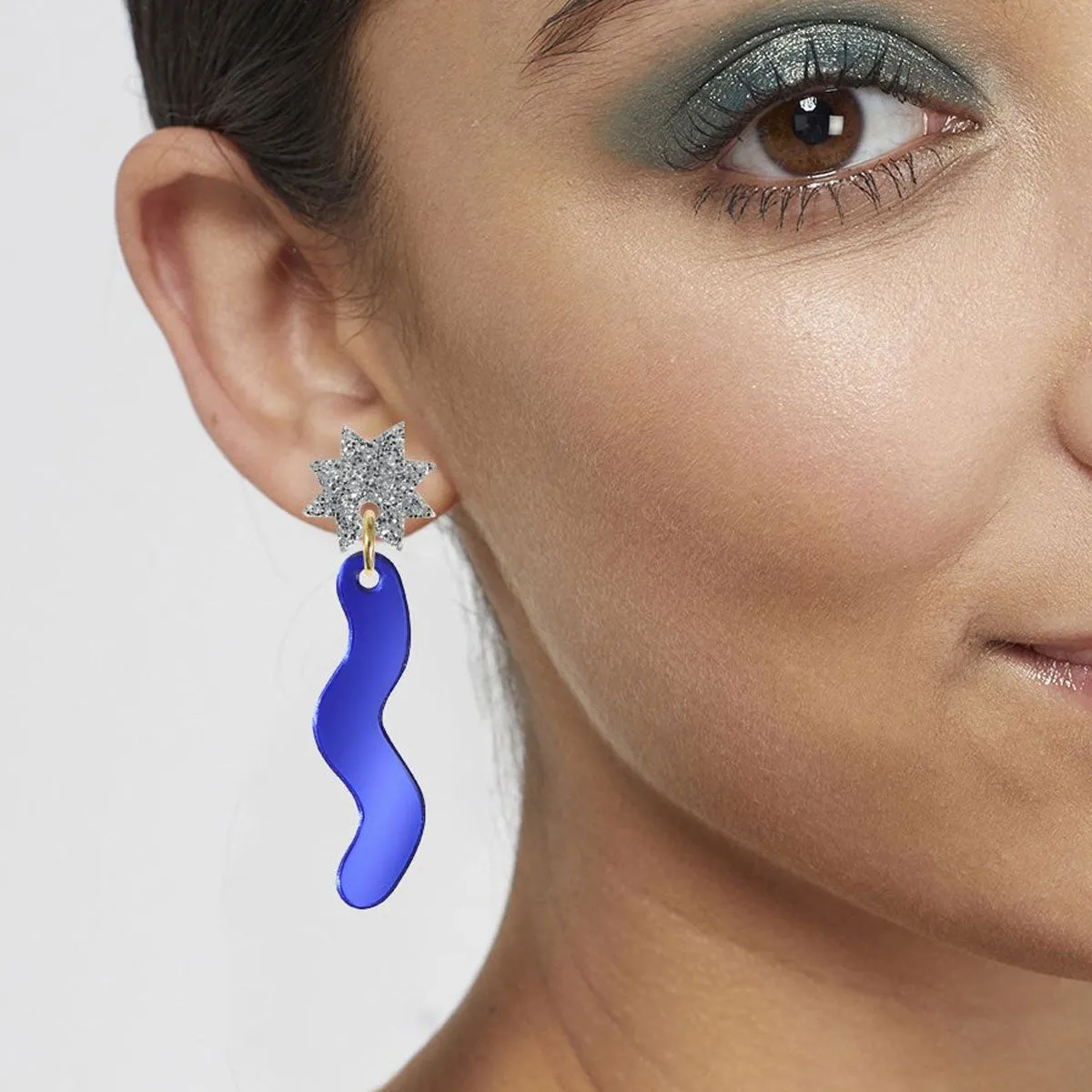 Squiggle Spark Drop Earrings Blue