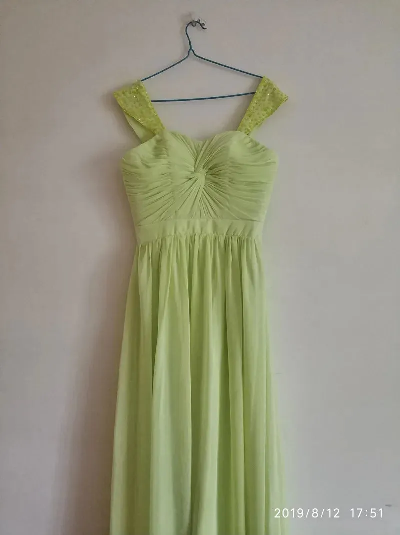 Stock Clear A Line Chiffon Off Shoulder Beading Cap Sleeve Evening Bridesmaid Dresses Wedding Party Formal Prom Lace Up Back