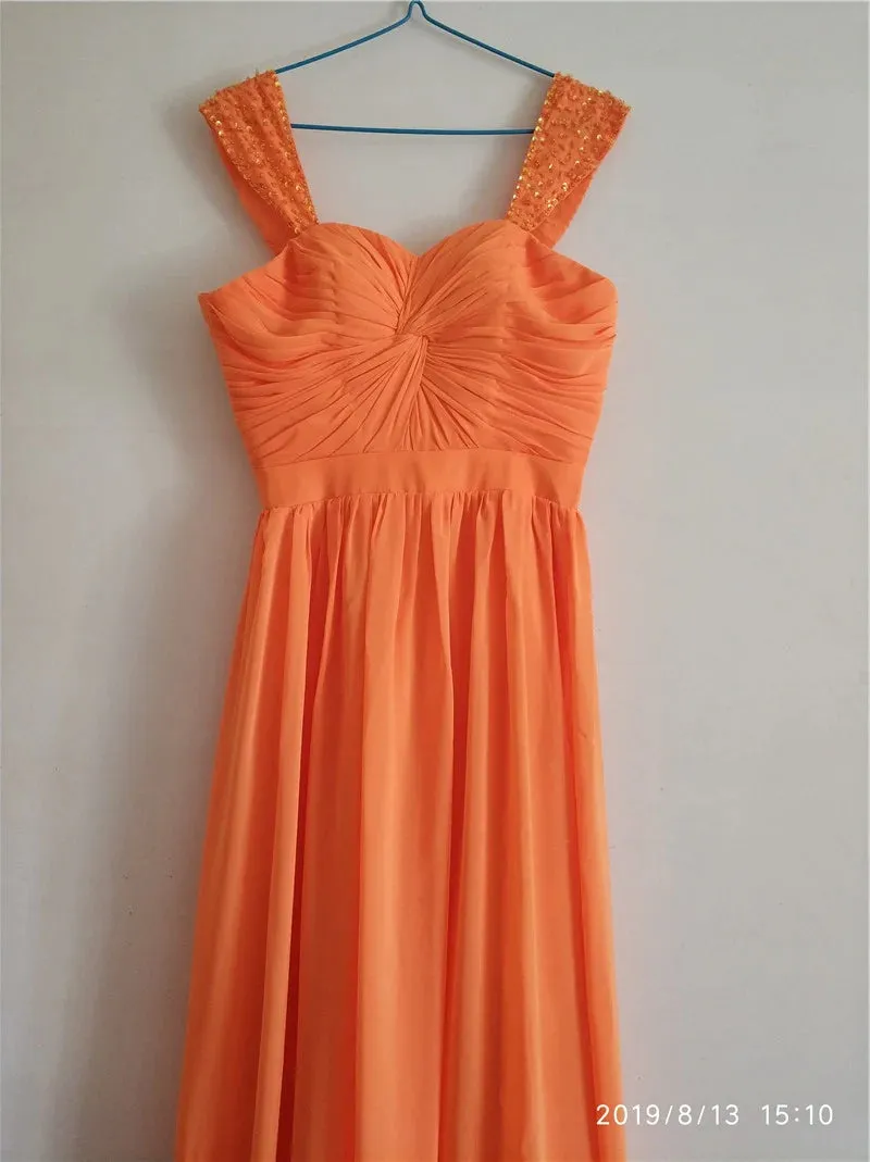 Stock Clear A Line Chiffon Off Shoulder Beading Cap Sleeve Evening Bridesmaid Dresses Wedding Party Formal Prom Lace Up Back