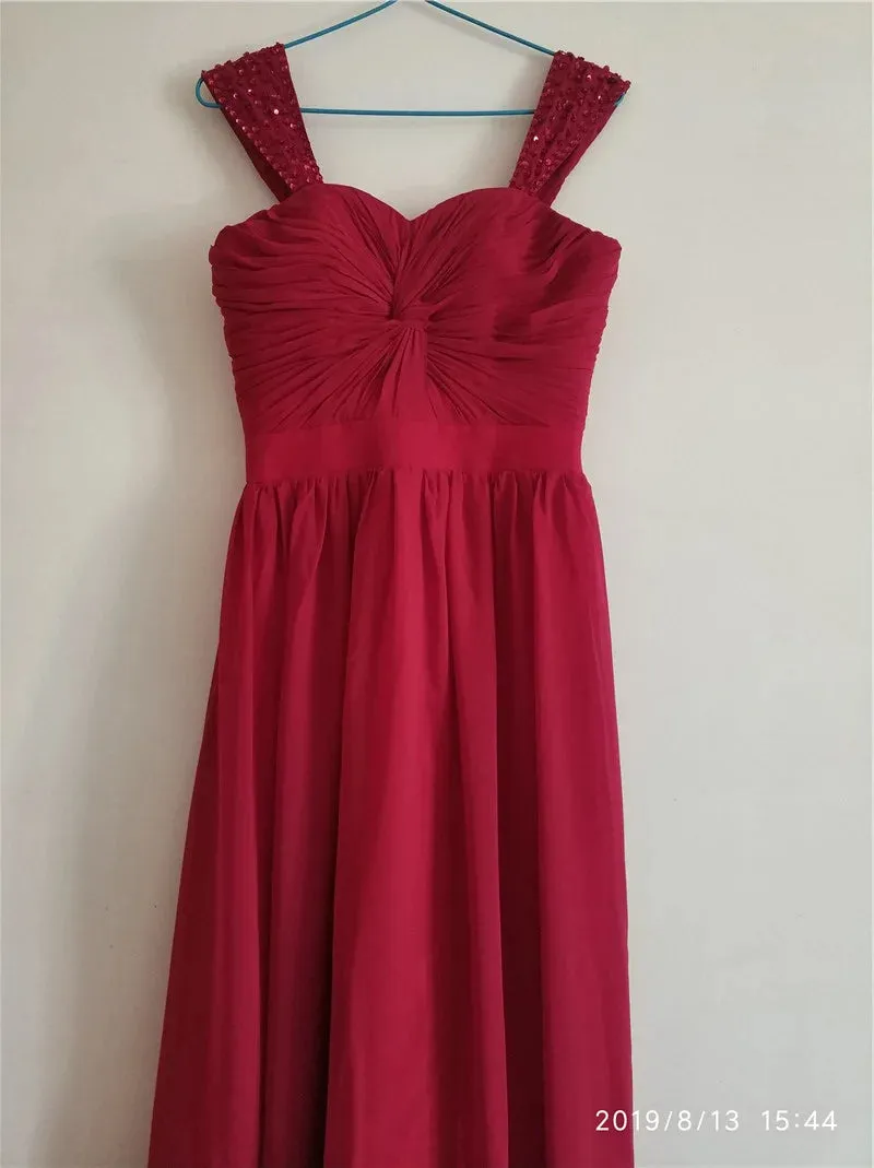 Stock Clear A Line Chiffon Off Shoulder Beading Cap Sleeve Evening Bridesmaid Dresses Wedding Party Formal Prom Lace Up Back