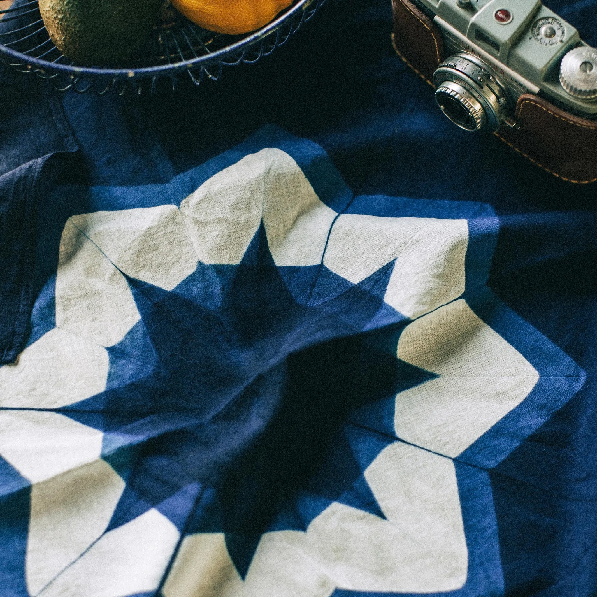 The Bandana in Natural Indigo Geo