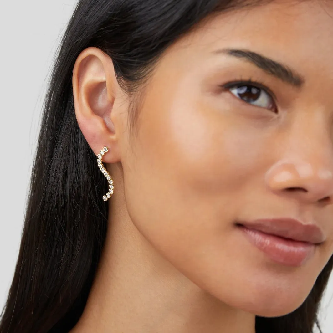 White Crystal Wave Earrings