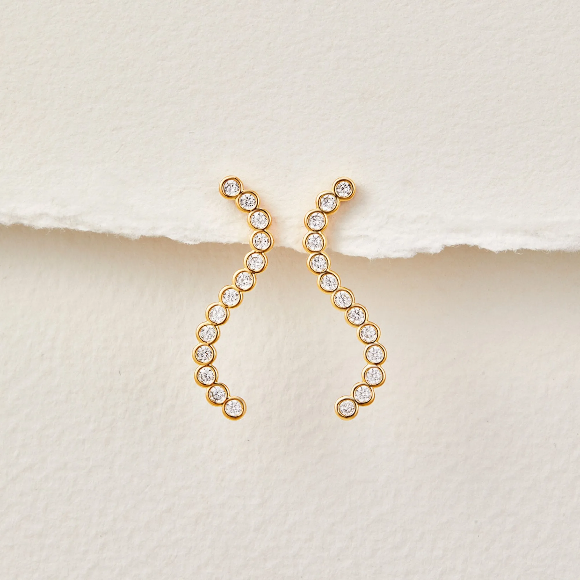 White Crystal Wave Earrings