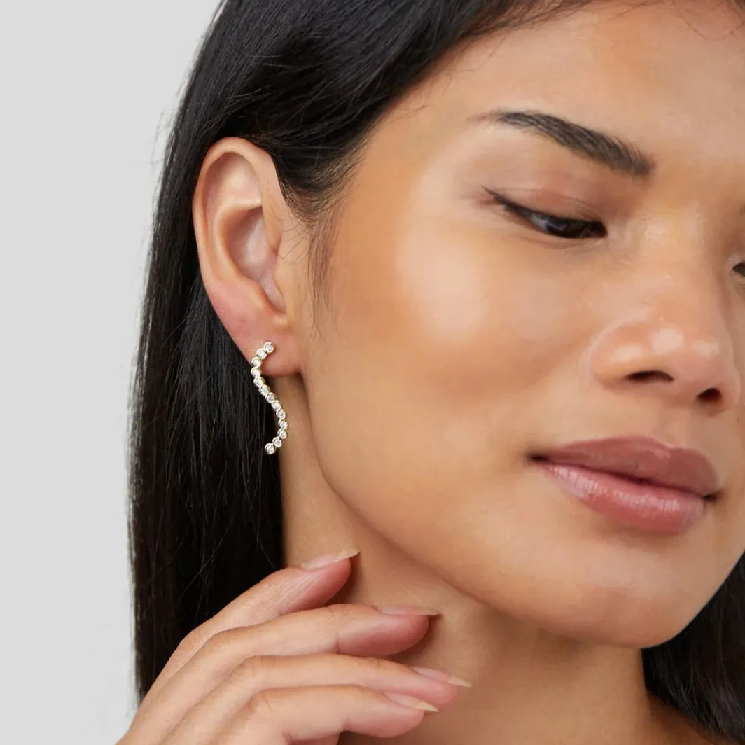 White Crystal Wave Earrings