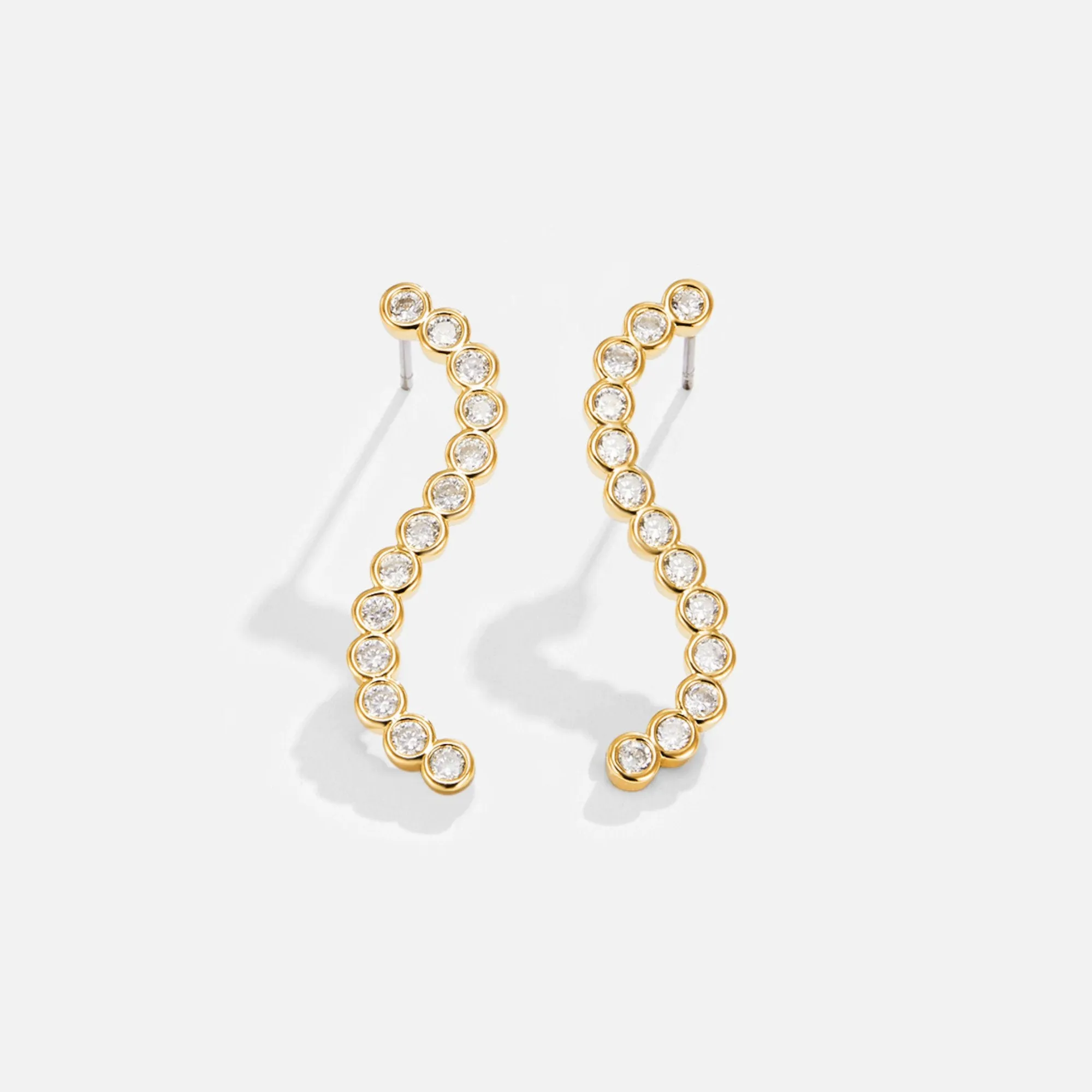 White Crystal Wave Earrings