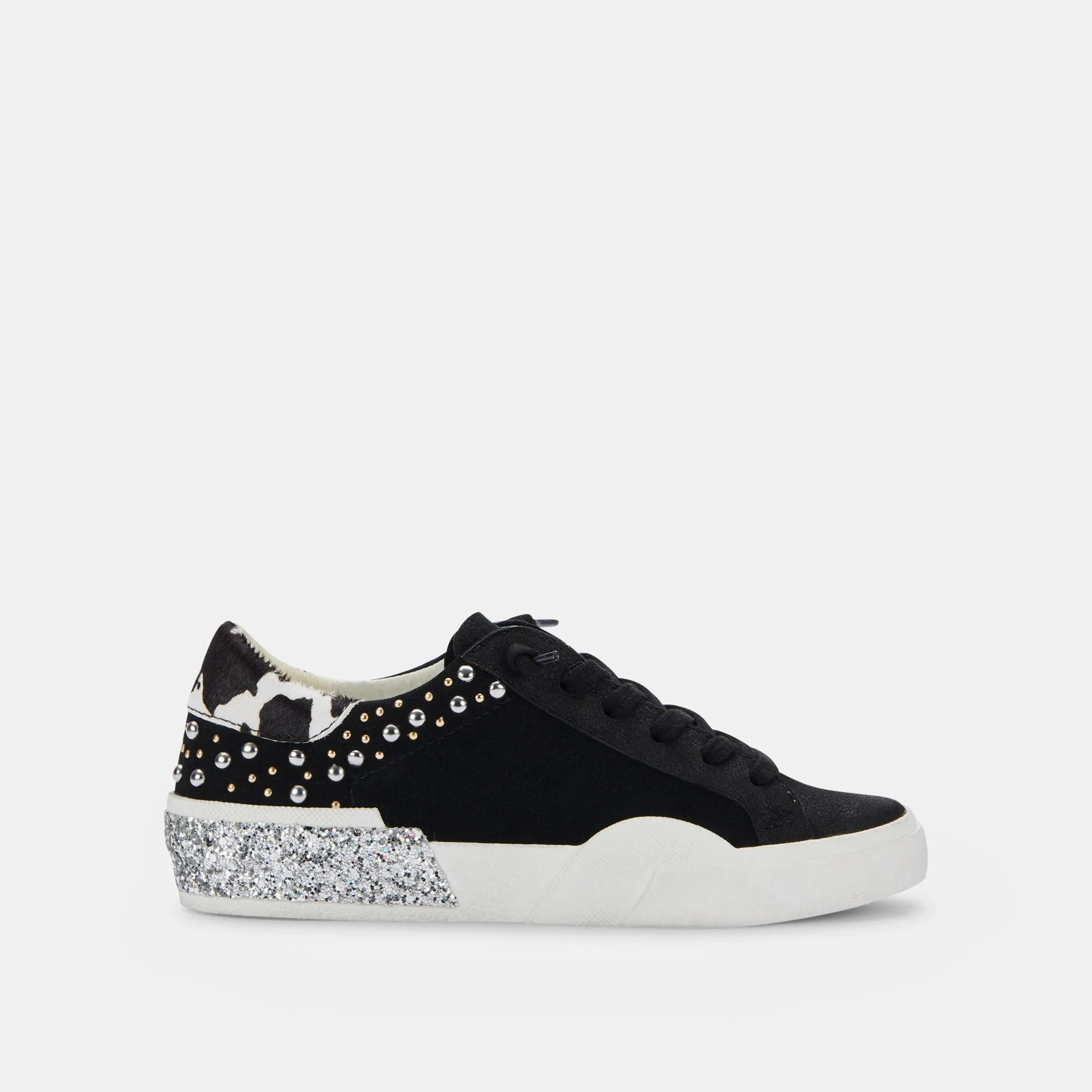 ZINA STUD SNEAKERS BLACK LEATHER - re:vita