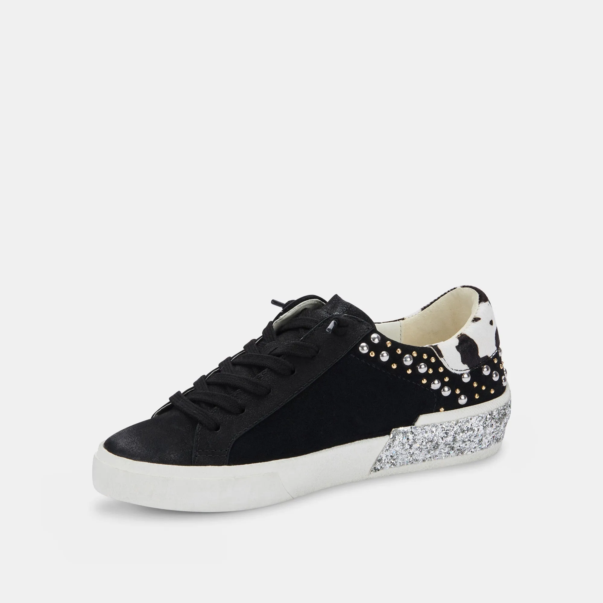 ZINA STUD SNEAKERS BLACK LEATHER - re:vita