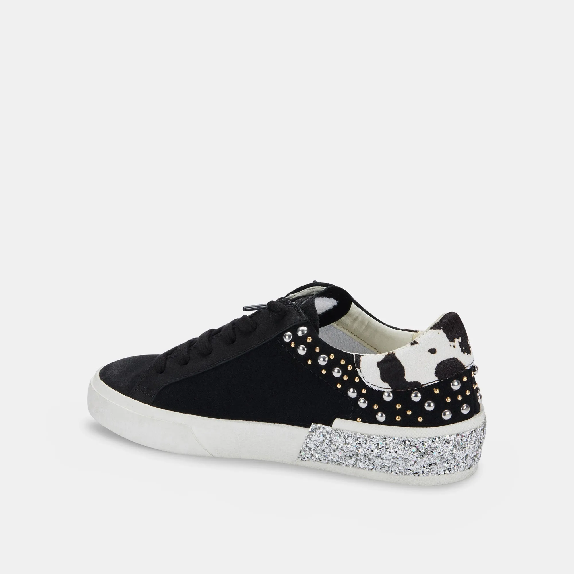 ZINA STUD SNEAKERS BLACK LEATHER - re:vita